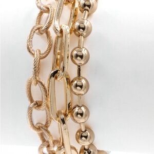Elegant Triple Gold-tone Chain Bracelet Set